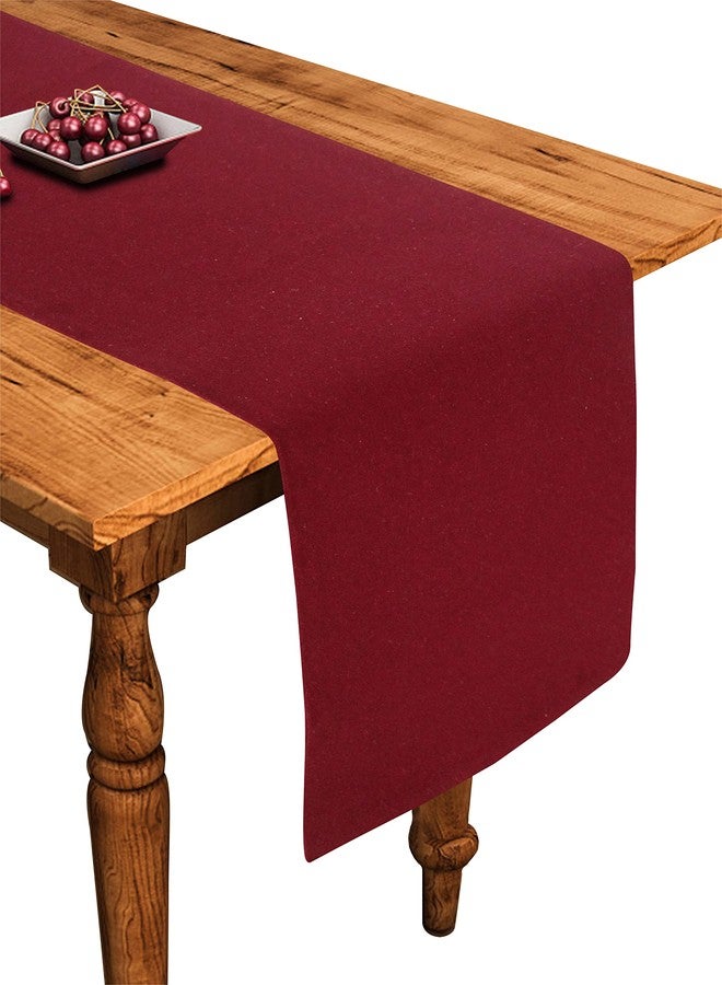 Airwill Cotton Plain Maroon Designed Solid Pattern Table Runner Length 152cm (Maroon, Pack of 1) - Image 1