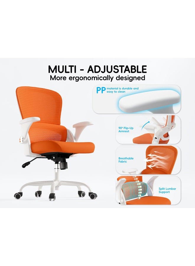 TRALT Office Chair - Ergonomic Office Chair with Back Support, Computer Chair - Home Office Desk Chairs, 330lbs Wide Seat Big and Tall Office Chairs with Headrest, Comfy Desk Chairs (Orange) - Image 3