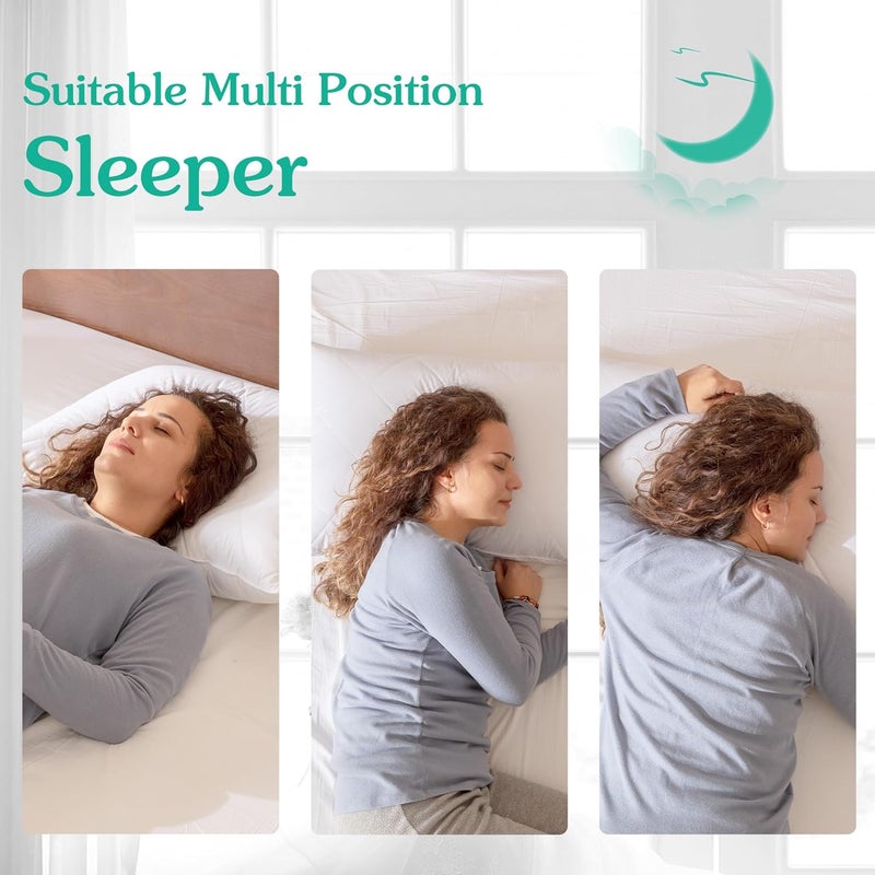 Three Geese White Goose Feather Cotton Pillows Queen Size Set of 2- Soft 600 Thread Count 100% Cotton, Medium Firm,Soft Support Surround Cotton (Queen Size:Pack of 2) - Image 5