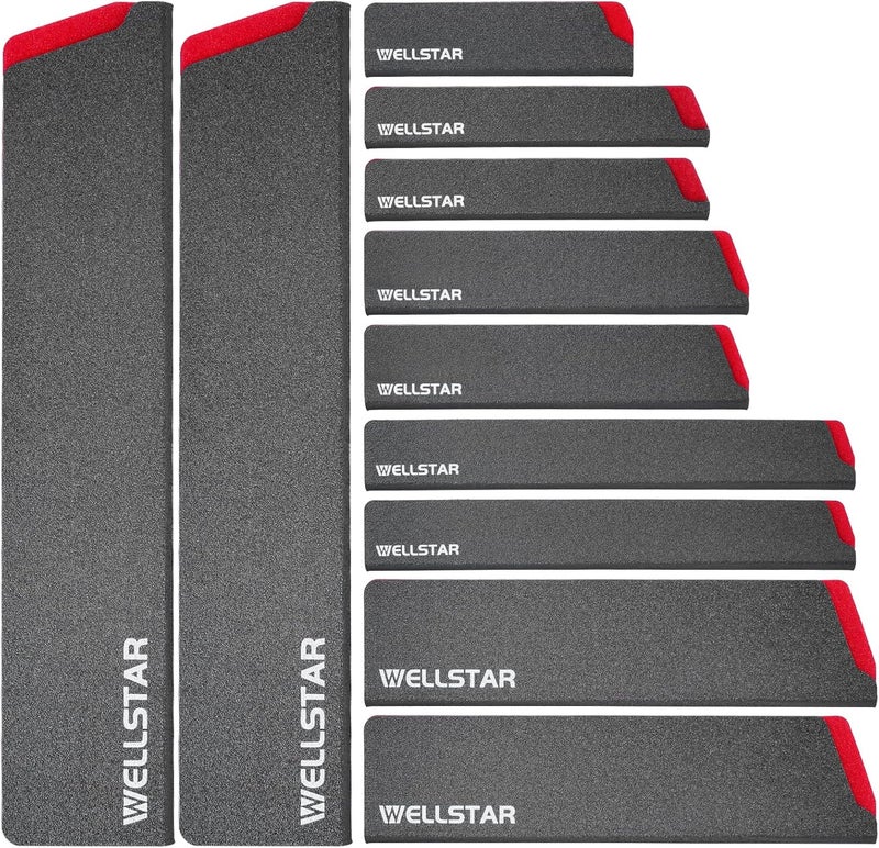 WELLSTAR Knife Edge Guards Set, 11 Piece Universal Blade Covers, BPA Free ABS Protective Blade Sheaths, Non-Scratch Felt Lining Kitchen Knives Covers (Knives not included) - Image 1
