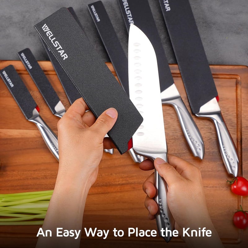 WELLSTAR Knife Edge Guards Set, 11 Piece Universal Blade Covers, BPA Free ABS Protective Blade Sheaths, Non-Scratch Felt Lining Kitchen Knives Covers (Knives not included) - Image 3