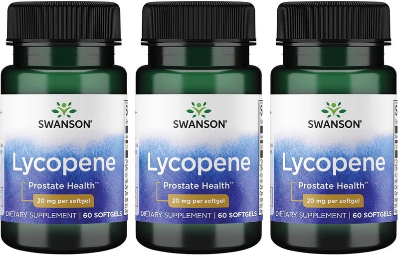 Swanson Lycopene  Natural Supplement Promoting Prostate Health Heart Health  Supports Blood Pressure Within The Normal Range  Mens Health Supplement  60 Softgels 3 Pack - Image 1