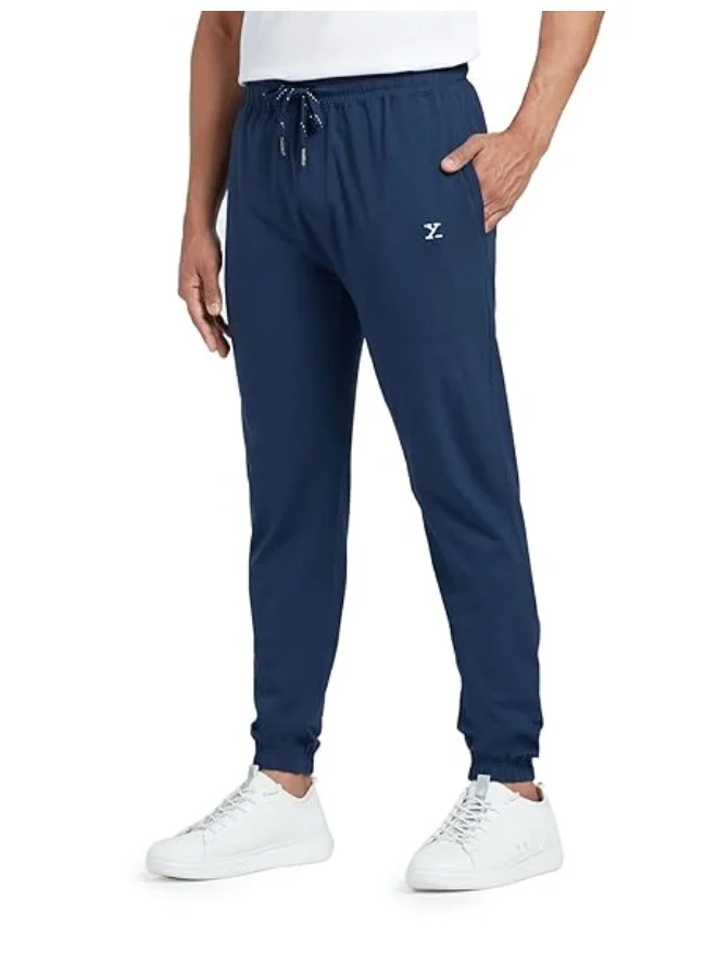 اكس واي اكس اكس Men's Cotton Modal Joggers - Relaxed Fit, Antimicrobial, High Stretch, Sweat Absorbent Solid Ace Loungewear with Zippered Pockets, Drawcord Closure.