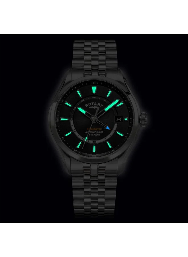 Rotary  Rotary Men's Seamatic 100 GMT 100M Water Resistance Stainless Steel Bracelet Watch - RGB10037/04 for Men | Best Price UAE