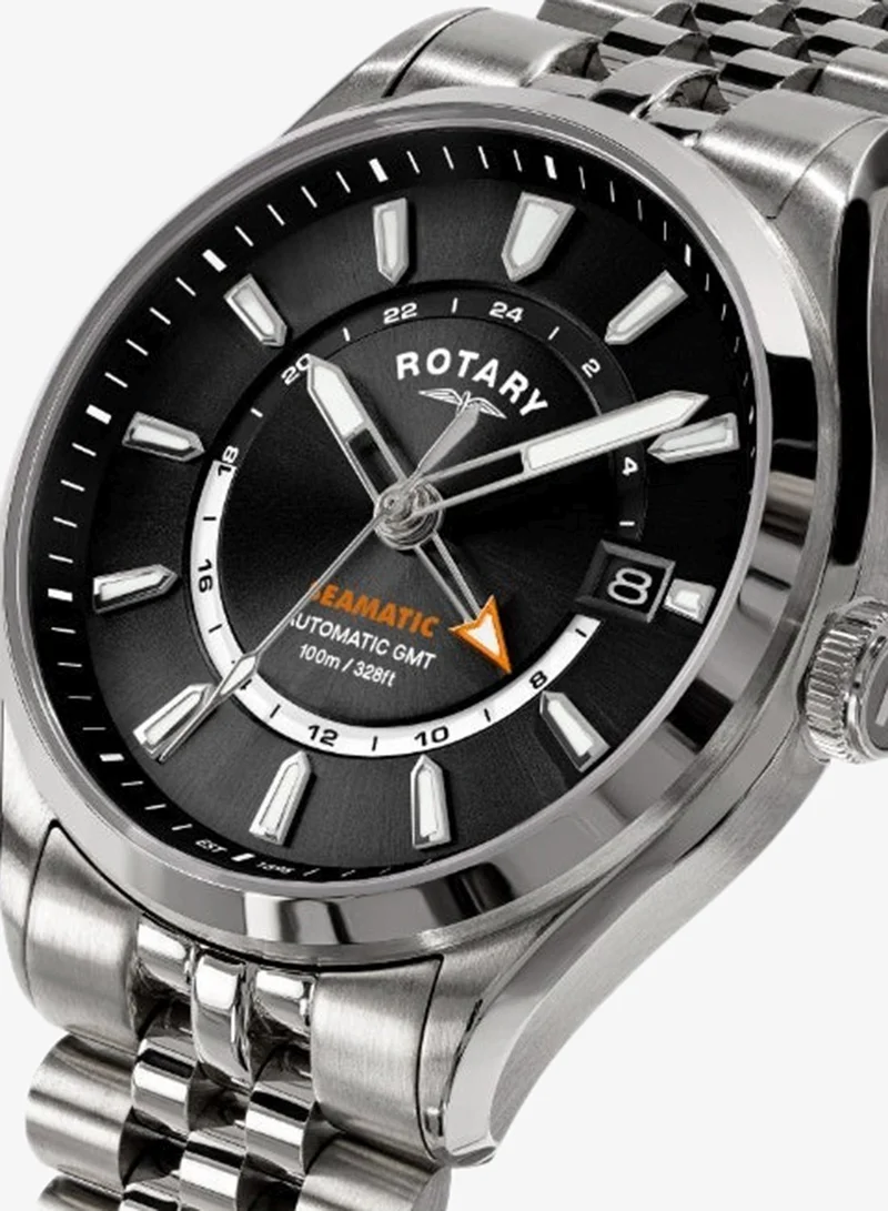 Rotary  Rotary Men's Seamatic 100 GMT 100M Water Resistance Stainless Steel Bracelet Watch - RGB10037/04 for Men | Best Price UAE