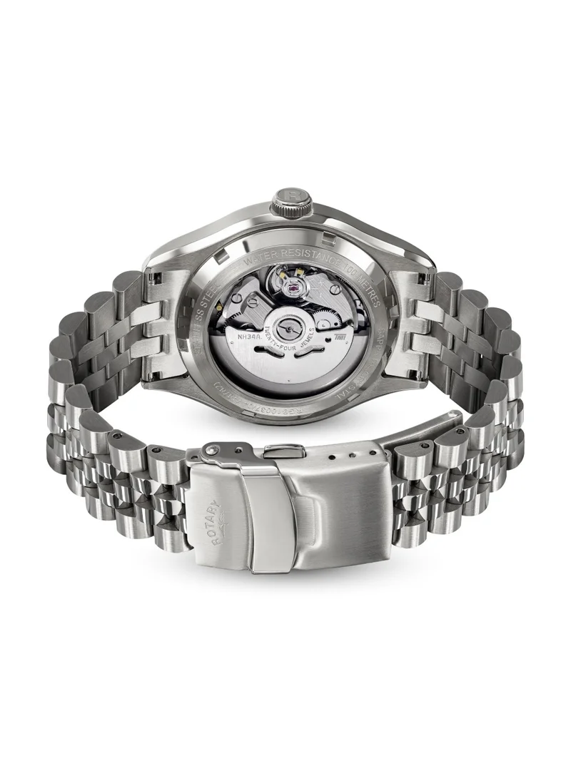 Rotary  Men's Seamatic 100 GMT Automatic Watch, 40 mm, Black Dial, Stainless Steel Bracelet for Men | Best Price UAE