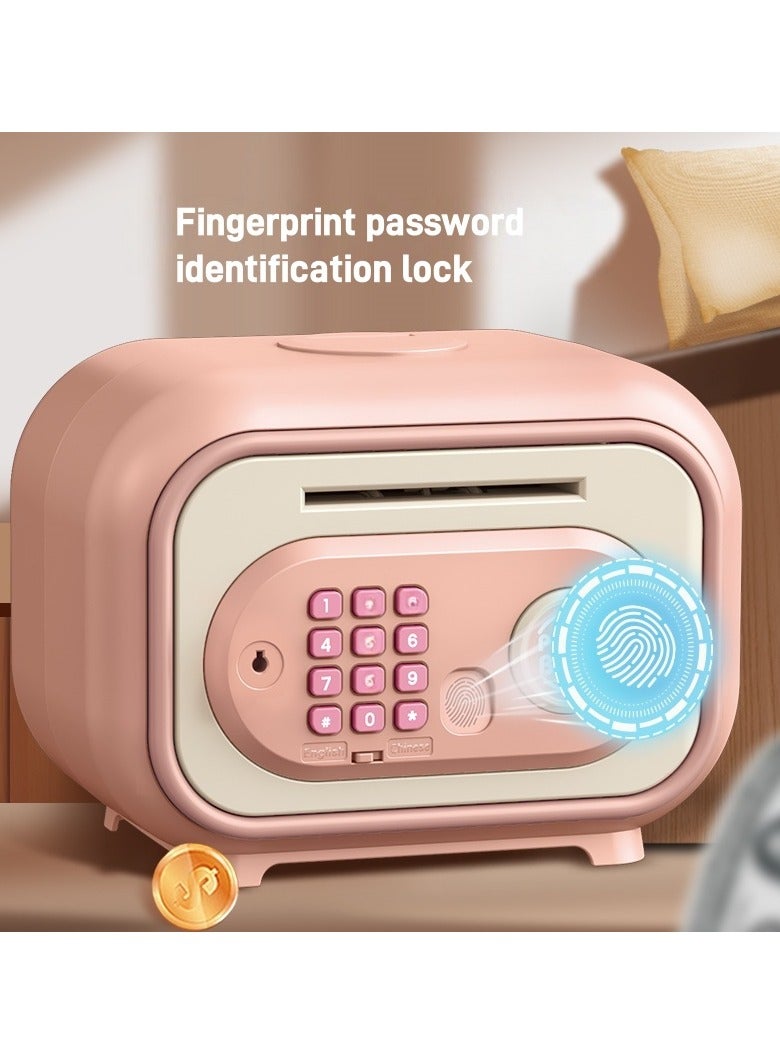 صندوق توفير النقود الإلكتروني للأطفال مع قفل بصمة الأصابع، تدحرج العملات تلقائياً، صندوق توفير النقود والعملات الصغير مع قفل كلمة مرور، هدية تعليمية ممتعة للأولاد والبنات - Image 1