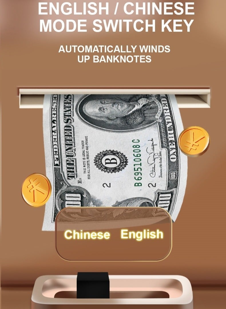 صندوق توفير النقود الإلكتروني للأطفال مع قفل بصمة الأصابع، تدحرج العملات تلقائياً، صندوق توفير النقود والعملات الصغير مع قفل كلمة مرور، هدية تعليمية ممتعة للأولاد والبنات - Image 4