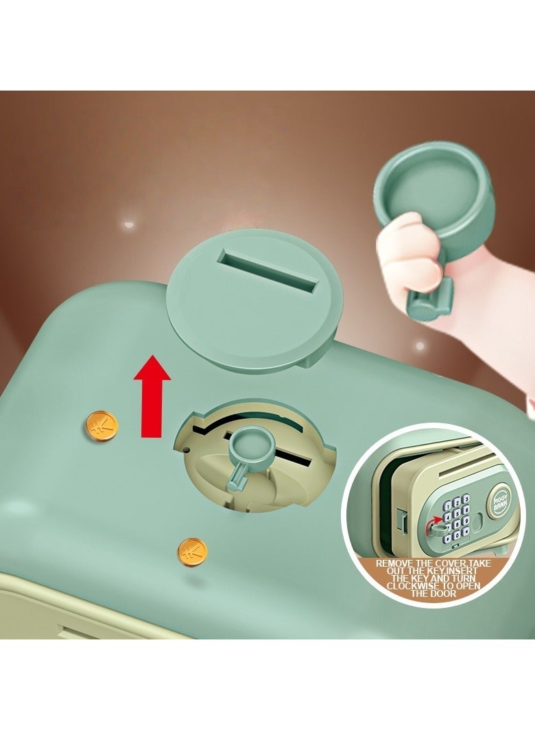 صندوق توفير النقود الإلكتروني للأطفال مع قفل بصمة الأصابع، تدحرج العملات تلقائياً، صندوق توفير النقود والعملات الصغير مع قفل كلمة مرور، هدية تعليمية ممتعة للأولاد والبنات - Image 3