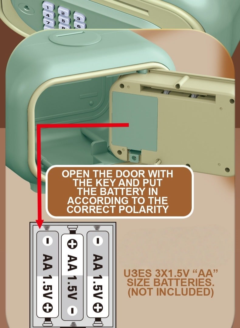 صندوق توفير النقود الإلكتروني للأطفال مع قفل بصمة الأصابع، تدحرج العملات تلقائياً، صندوق توفير النقود والعملات الصغير مع قفل كلمة مرور، هدية تعليمية ممتعة للأولاد والبنات - Image 5