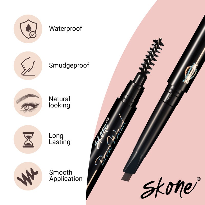 Skone Cosmetics The Original Brow Wand Eyebrow Pencil with Brush - Dual-Sided Retractable Waterproof Long-Lasting Brown Eye Brow Pencils for Women with Sleek Eyebrows - Chocolate for Brunettes - Image 3