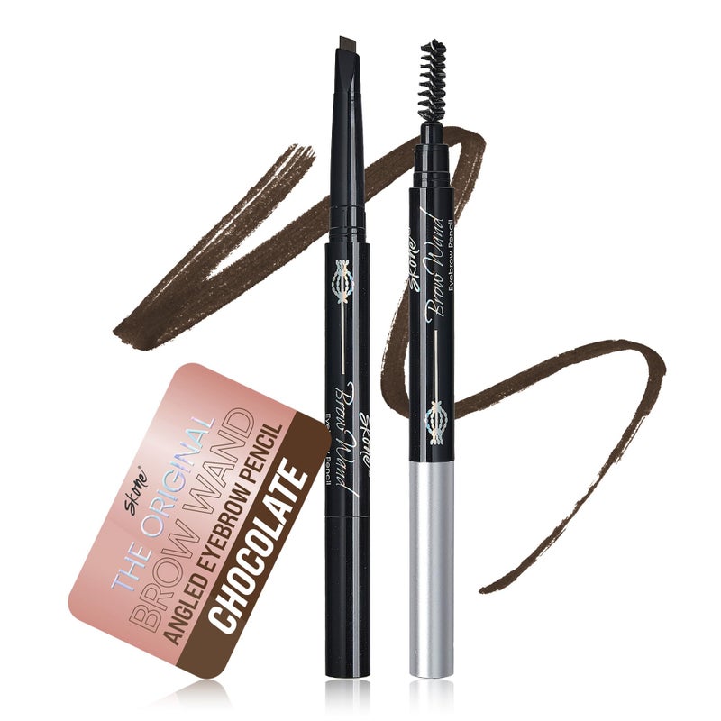 Skone Cosmetics The Original Brow Wand Eyebrow Pencil with Brush - Dual-Sided Retractable Waterproof Long-Lasting Brown Eye Brow Pencils for Women with Sleek Eyebrows - Chocolate for Brunettes - Image 1