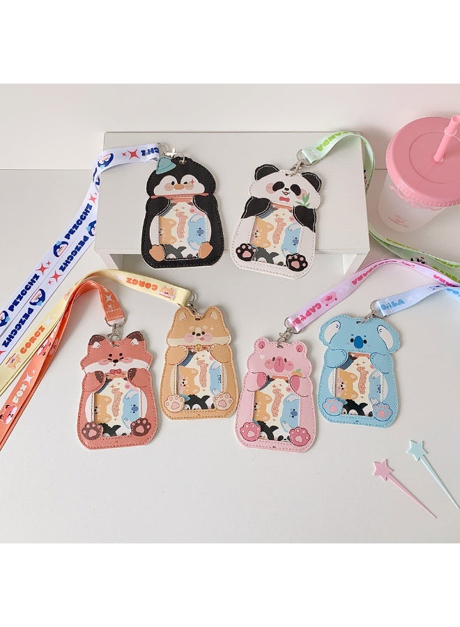NIBEMINENT 1 - Piece Tongan Animal Series PU Kpop Photo Card Holder Pendant Key Chain ID Badge Holder ID Card Holder Photo Card Protector for School ID Office ID Access Card for Women Girls - Image 2