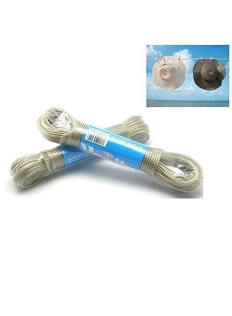 حبل ملابس معدني مغطى بالبلاستيك - قطعتين - 20 متر - Image 1