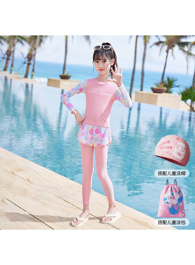 YouYou Children's Swimwear Girls Fashion Swimsuit Small Medium Large Girls Long Sleeve Long Pants Swimwear Separate Hot Spring Swimwear - Image 2