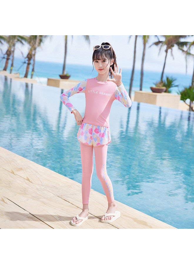 YouYou Children's Swimwear Girls Fashion Swimsuit Small Medium Large Girls Long Sleeve Long Pants Swimwear Separate Hot Spring Swimwear - Image 3
