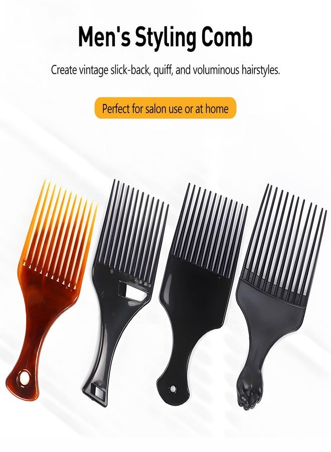 Kootinn 4-Pack Plastic Wide-Tooth Afro Lift Combs for Styling, Detangling, Adding Volume, Suitable for Long, Curly, Thick Hair, Wigs, and Beards - for Men & Women - Image 2