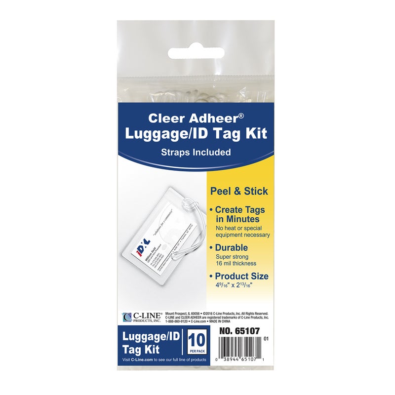 C-Line C-Line Super Heavyweight Cleer Adheer Luggage/ID Tag with Straps, 4-9/16 x 2-13/16 Inches, 10 per Pack (65107)  - Image 2