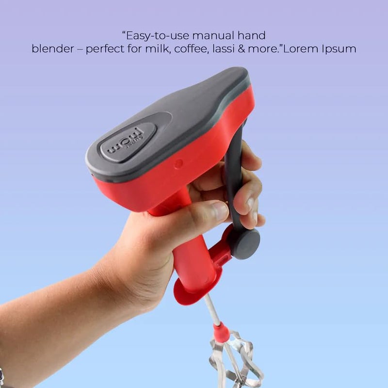 SUPERMOM Hand Blender 1 Pc – Manual Multipurpose Handheld Blender with Stainless Steel Whisk for Coffee, Egg Beating, Churning, Cream and Milkshake, Compact and Easy to Clean Mixer for Kitchen Use - Image 5