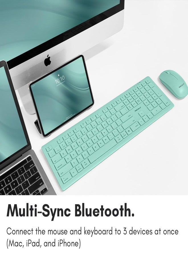 Macally Bluetooth Keyboard and Mouse Combo for Mac, iPad, iPhone - Vibrant iMac Colors - (3 Channels, Rechargeable, Full Size, Emoji Keys) - Mac Mouse and Keyboard Combo Wireless - Light Green - Image 3