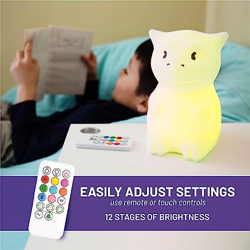 Lumipets Remote Control Silicone Night Light for Kids - Dragon Design with 9 Soft Colors & Sleep Timer - Rechargeable, Battery-Operated Lamp for Bedroom | Baby Nursery, Toddler, Girls, Boys - Image 3