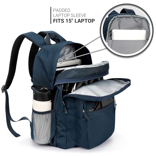 ZORFIN 26L Backpack for College, and Travel: Water Resistant Bookbag - Steel blue - Image 4