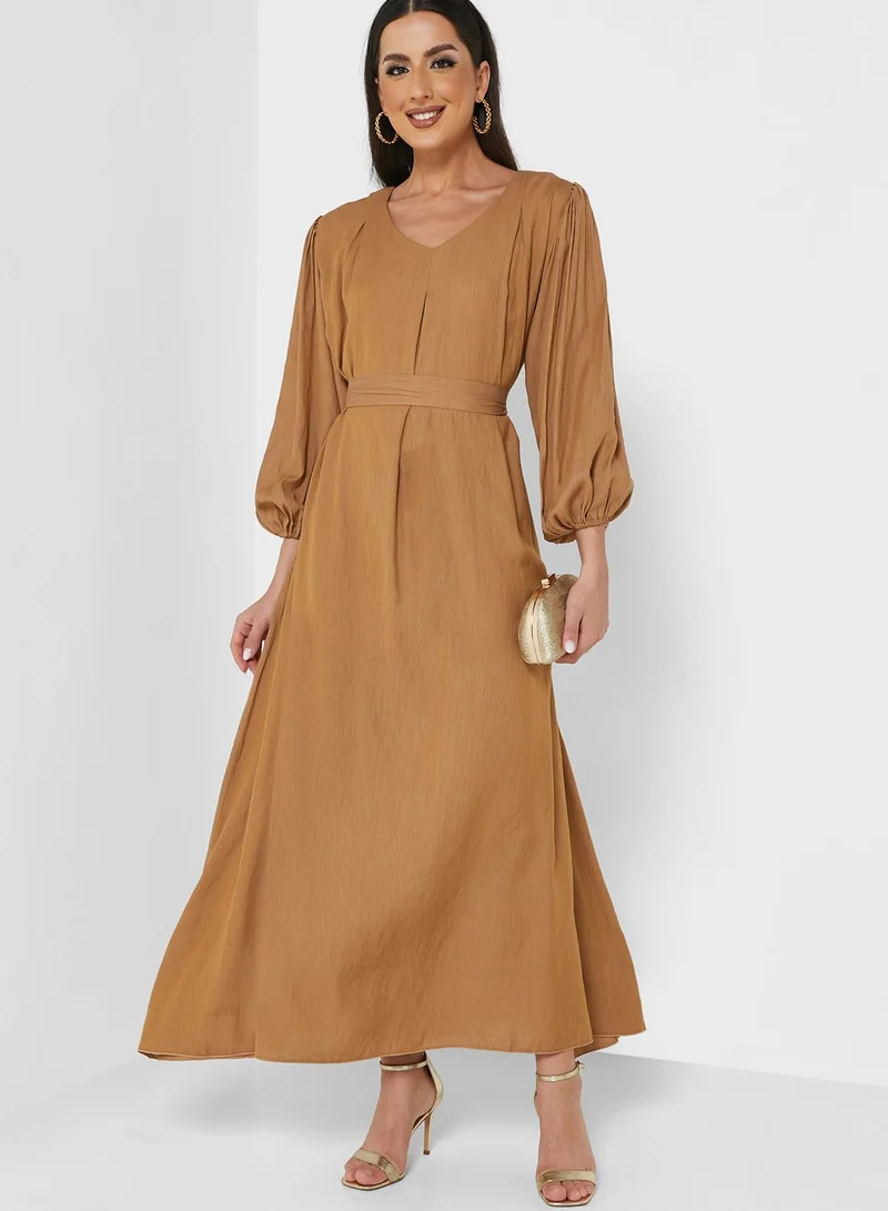 House of Moda Boat Neck Tiered Dress