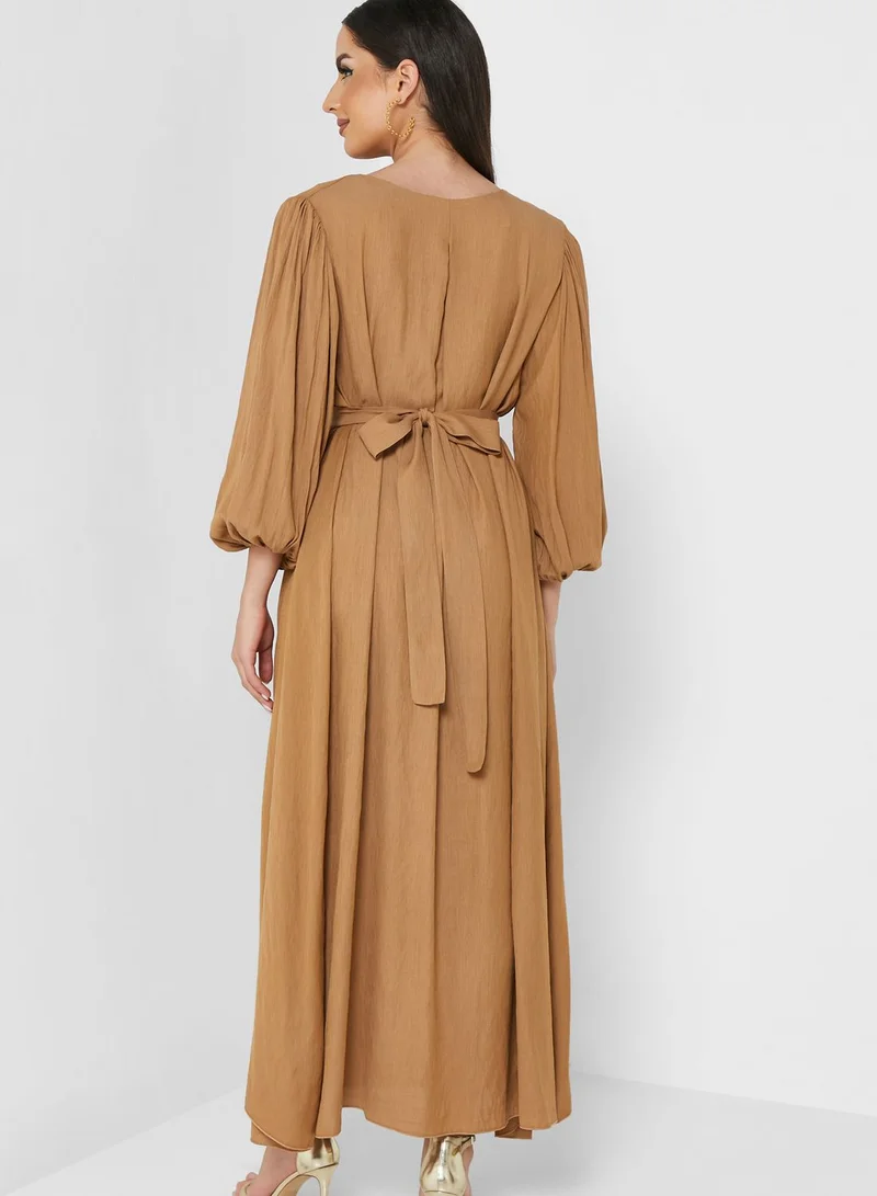 House of Moda Boat Neck Tiered Dress