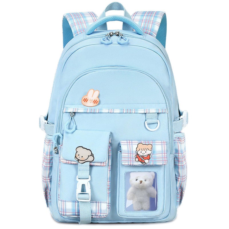 PRLINJSK Girls BackpackÃ¯Â¼Å’Cute School Backpack for Girls Kids TeensÃ¯Â¼Å’Kawaii Bookbag for Primary ElementaryÃ¯Â¼Å’ Blue - Image 1