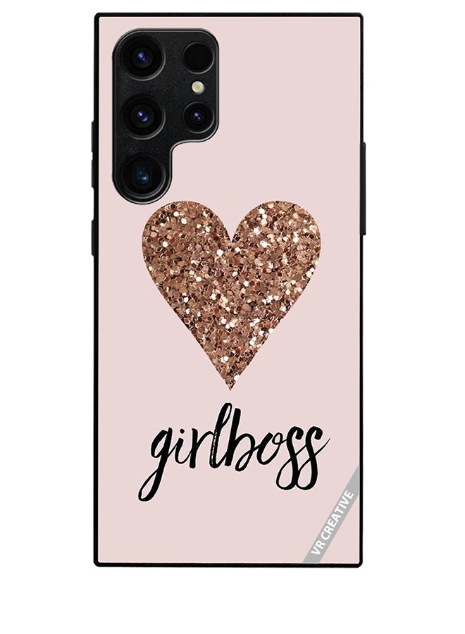 Protective Case Cover For Samsung Galaxy S25 Ultra Girl Boss Golden Gloss Heart Design Multicolour