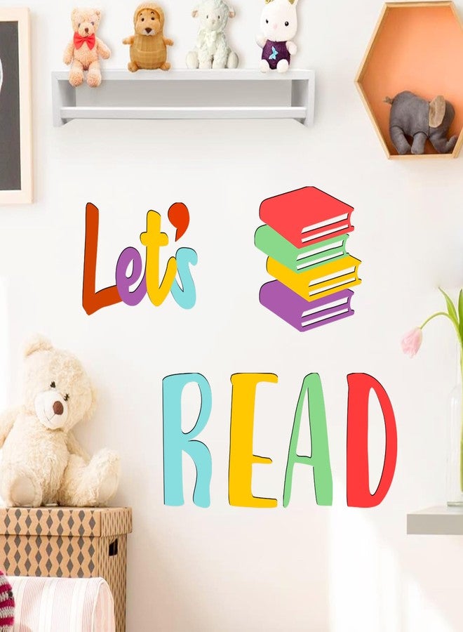 HATARU Let's Read Sign Wall Decals Colorful Reading Rooom Wall Decor Stickers Reading Nook Wood Sign Decals Decor Removable Motivational Walls Sicker for Kids Bedroom Playroom Nursery Library Classroom Decor - Image 1