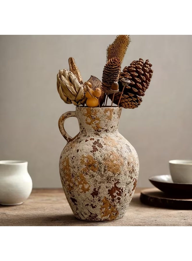 erorex Vintage Ceramic Farmhouse Vase - Suitable for Living Room Tabletop Decor, Durable Home Décor Piece with Distressed Finish and Natural Texture, Floor Vases Home Decor, Decorative Vases, Big Vases Home Decor Living Room, Rustic Design, High-Quality Pottery, Ideal for Gift Shoppers & Interior Designers - Image 3