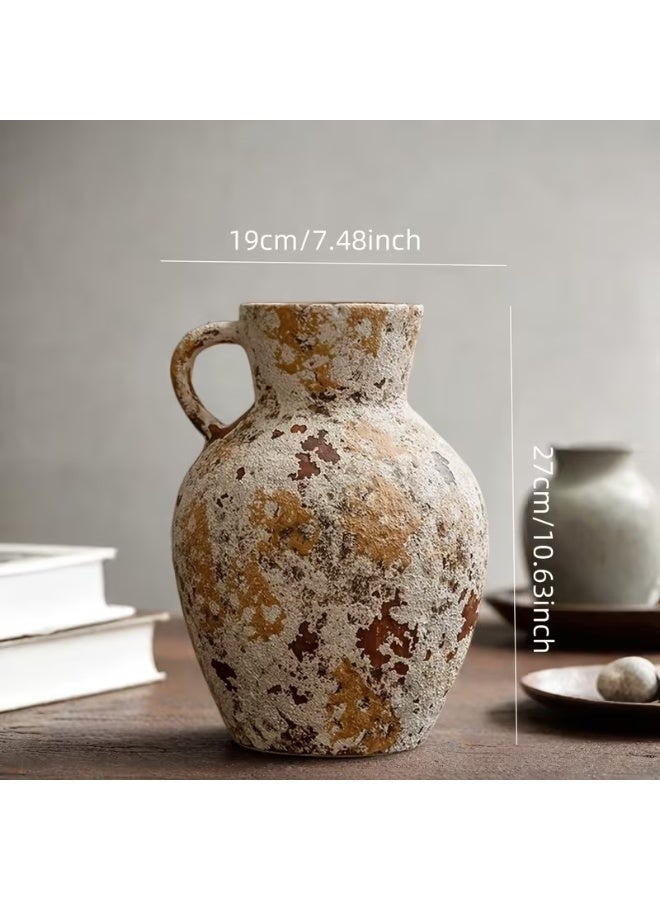 erorex Vintage Ceramic Farmhouse Vase - Suitable for Living Room Tabletop Decor, Durable Home Décor Piece with Distressed Finish and Natural Texture, Floor Vases Home Decor, Decorative Vases, Big Vases Home Decor Living Room, Rustic Design, High-Quality Pottery, Ideal for Gift Shoppers & Interior Designers - Image 2