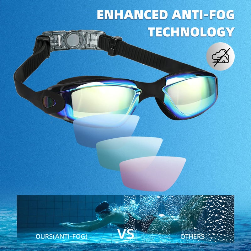 LOCONHA Swim Goggles, 2 Pack Swimming Goggles Anti Fog No Leaking For Adult Women Men Youth (Aqua & Bright Rose) - Image 3
