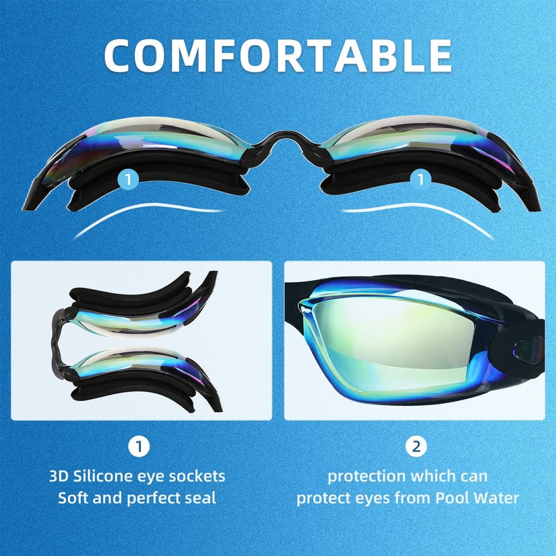 LOCONHA Swim Goggles, 2 Pack Swimming Goggles Anti Fog No Leaking For Adult Women Men Youth (Aqua & Bright Rose) - Image 2