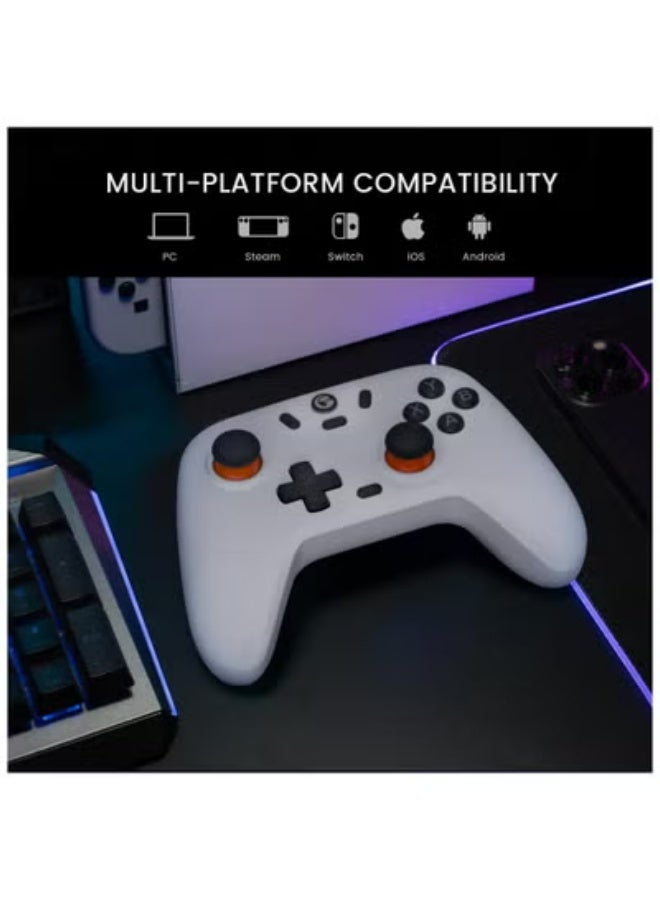 جيم سير وحدة تحكم GameSir Nova Lite اللاسلكية 2.4 جرام لأجهزة الكمبيوتر التي تعمل بنظام Windows وiPhone وAndroid وSwitch وSteam Deck، وحدة تحكم ألعاب بلوتوث مع مشغل تأثير هول، توربو، اهتزاز هدير (Nova Lite White) - Image 2