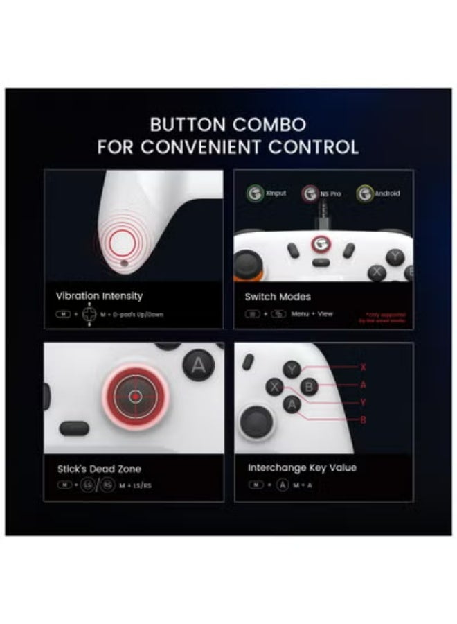 جيم سير وحدة تحكم GameSir Nova Lite اللاسلكية 2.4 جرام لأجهزة الكمبيوتر التي تعمل بنظام Windows وiPhone وAndroid وSwitch وSteam Deck، وحدة تحكم ألعاب بلوتوث مع مشغل تأثير هول، توربو، اهتزاز هدير (Nova Lite White) - Image 5