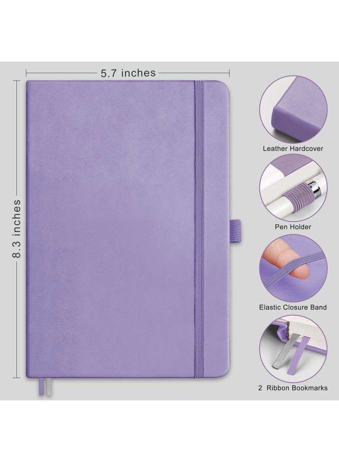 RETTACY Blank Journal Notebook, A5 Blank Journal with 192 Pages, 5.7'' × 8.3'' Medium Size, 68 LB/100 GSM Thick Paper, Leather Hardcover, for Sketching, Drawing, Painting (Purple) - Image 2