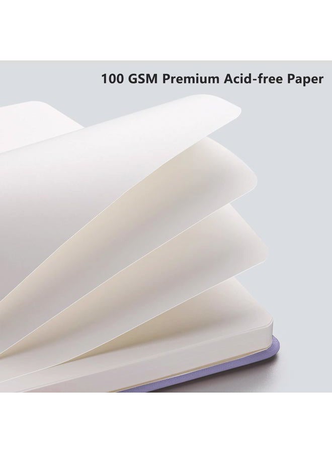 RETTACY Blank Journal Notebook, A5 Blank Journal with 192 Pages, 5.7'' × 8.3'' Medium Size, 68 LB/100 GSM Thick Paper, Leather Hardcover, for Sketching, Drawing, Painting (Purple) - Image 3