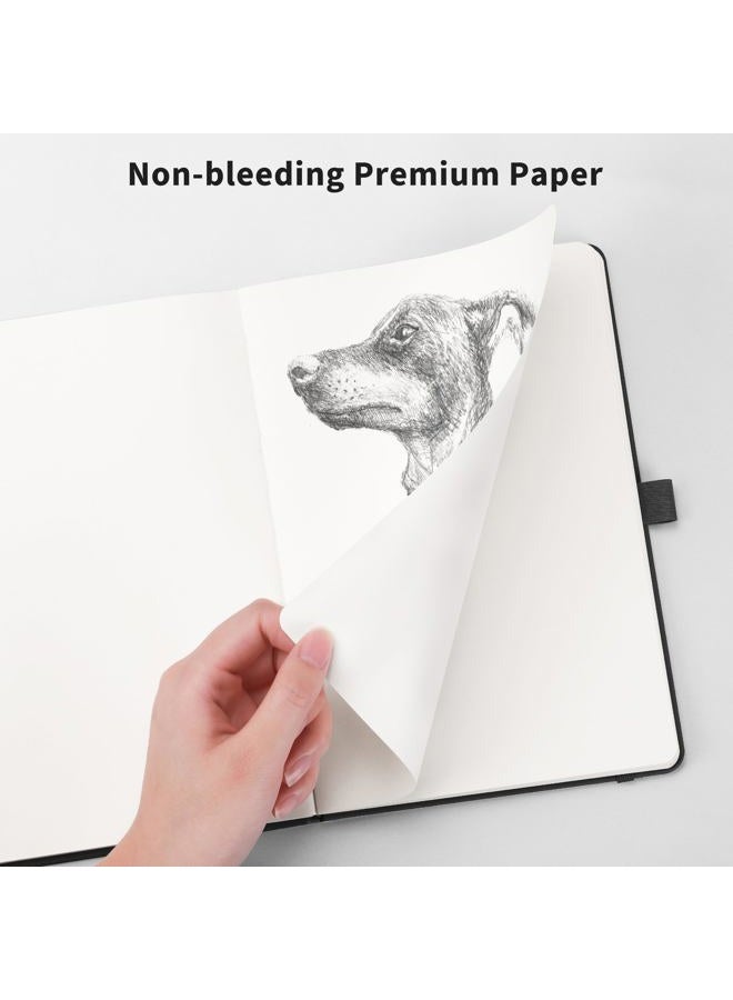 RETTACY Blank Journal Notebook, A5 Blank Journal with 192 Pages, 5.7'' × 8.3'' Medium Size, 68 LB/100 GSM Thick Paper, Leather Hardcover, for Sketching, Drawing, Painting (Purple) - Image 5