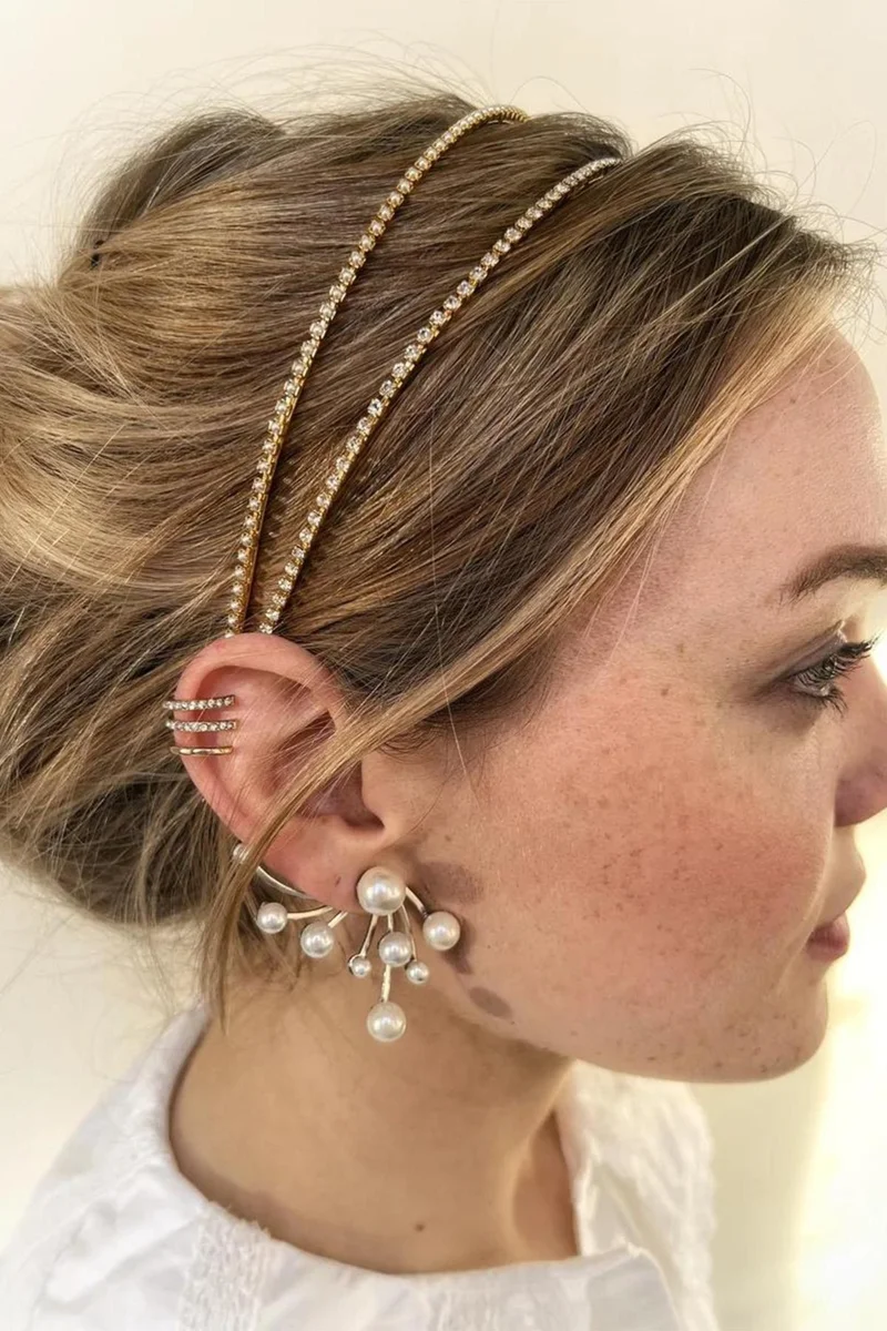 Bahels Gold Color 2-Piece Special Design Crystal Crown