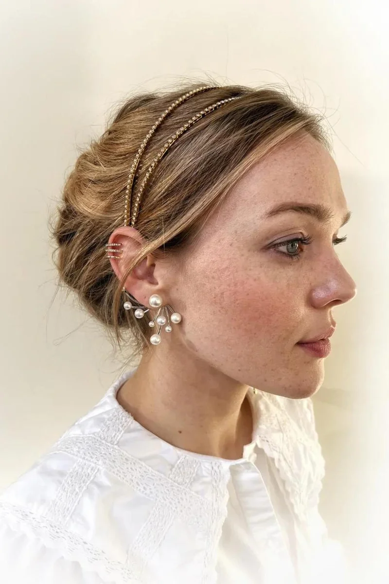 Bahels Gold Color 2-Piece Special Design Crystal Crown