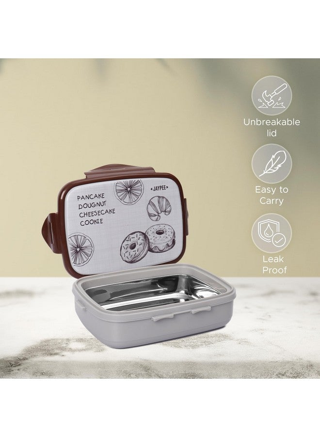 JAYPEE Ecosteel Jr. Kid's Insulated Steel Tiffin Box Leak-Proof, Airtight Lunch Box with One Container and Spoon, Lunch Box for School & Office, 550ml Grey - Image 4