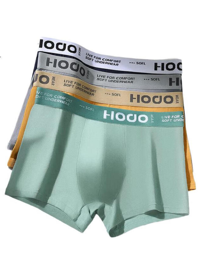 hongdou Men'S Antibacterial Soft Cotton Boxer Briefs Trendy Color-Blocked Mid-Rise Youth Sports Shorts Set A175 - Image 1