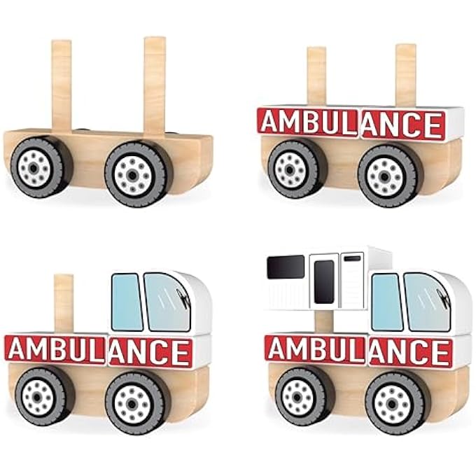 JADORE, AMBULANCE STACKING CAR, WOODEN TOY CAR - Image 2