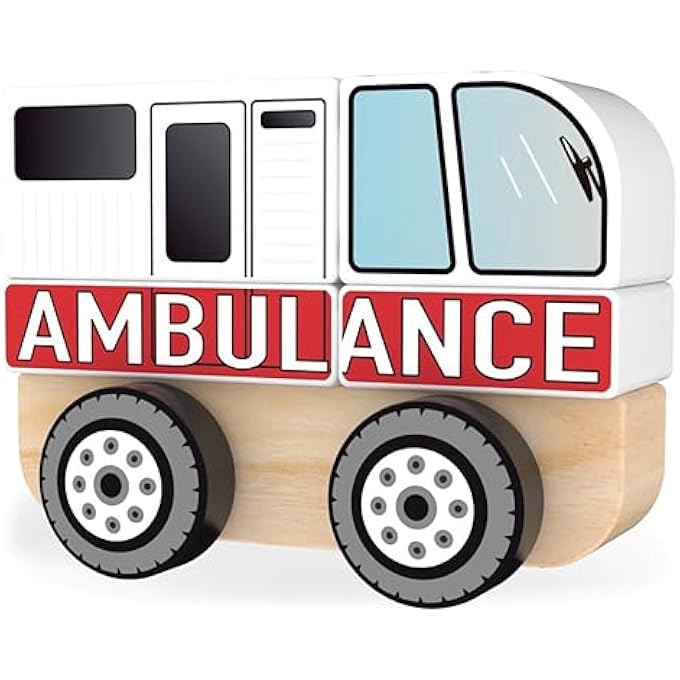 JADORE, AMBULANCE STACKING CAR, WOODEN TOY CAR - Image 1