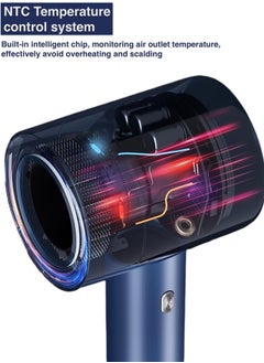 RedMapleTEK High-speed Hair Dryer 1600W High-power Brushless Motor Multi-Function Professional High-speed Hair Dryer Blue 6 Heads  - Image 3