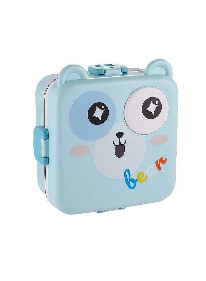 موبكوس صندوق غداء كرتوني، صندوق بينتو للأطفال والكبار، حاويات غداء قابلة للتكديس ومقاومة للتسرب بتصميم ملعقة وحوت، آمن للاستخدام في غسالة الأطباق والميكروويف، مصنوع من الفولاذ المقاوم للصدأ، مناسب لتخزين الطعام على الطريقة اليابانية. (أزرق) - Image 1