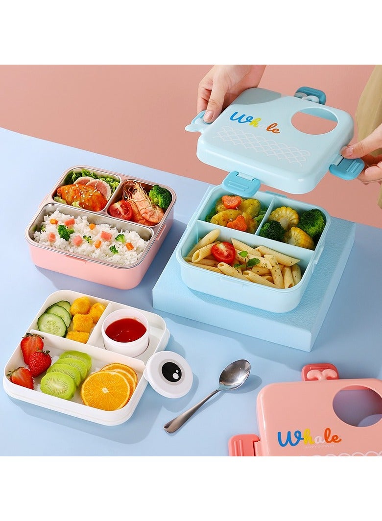 موبكوس صندوق غداء كرتوني، صندوق بينتو للأطفال والكبار، حاويات غداء قابلة للتكديس ومقاومة للتسرب بتصميم ملعقة وحوت، آمن للاستخدام في غسالة الأطباق والميكروويف، مصنوع من الفولاذ المقاوم للصدأ، مناسب لتخزين الطعام على الطريقة اليابانية. (أزرق) - Image 4