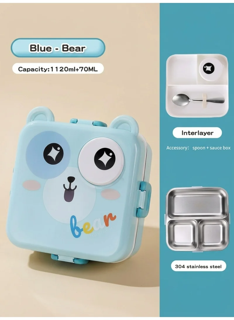 Mobcos blue Cartoon Lunch Box, Bento Box for Kids & Adults, Leakproof Stackable Lunch Containers with Spoon & Whale Design, Dishwasher & Microwave Safe Stainless Steel Japanese Lunch Box Food Storage. (Blue)  | Best Price UAE